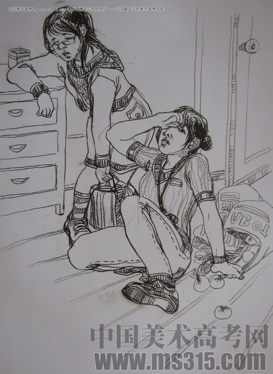 2009年清华大学美术学院速写高分试卷14（设计）