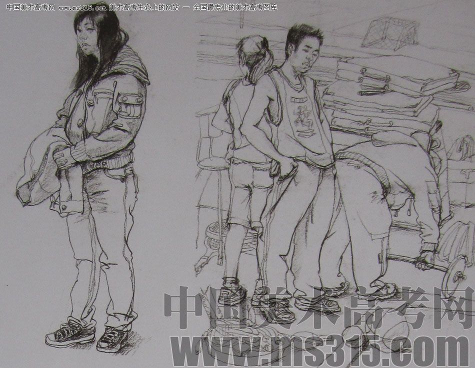 2009年清华大学美术学院速写高分试卷16（造型）