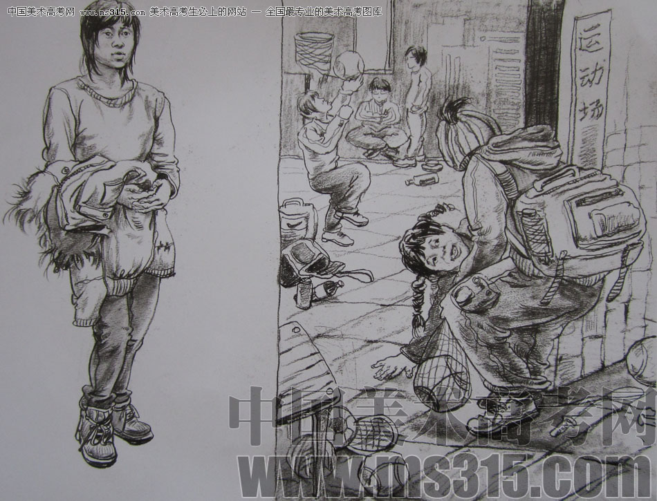 2009年清华大学美术学院速写高分试卷30（造型）