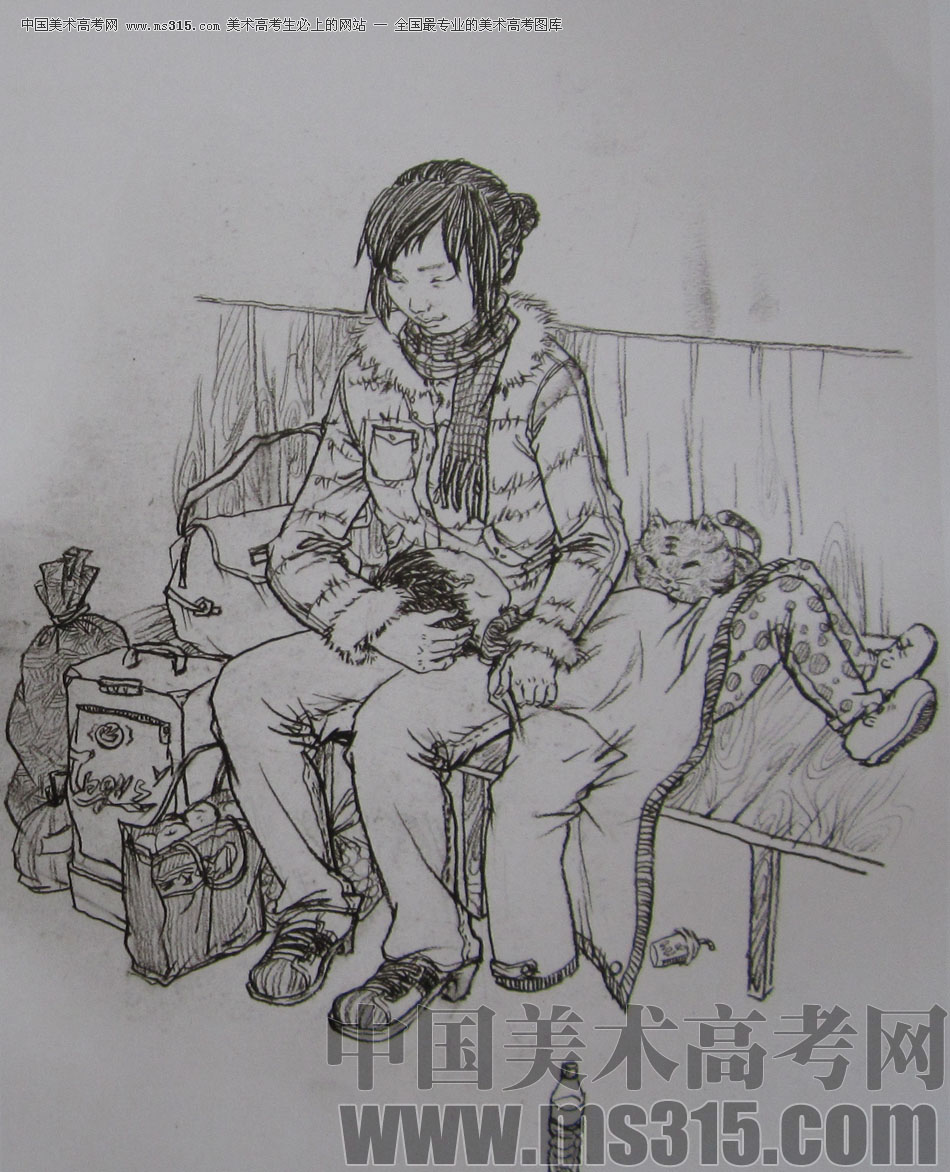 2010年清华大学美术学院速写高分试卷8（设计）