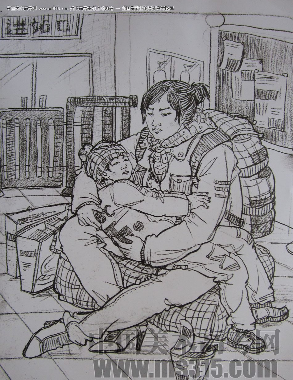 2010年清华大学美术学院速写高分试卷9（设计）