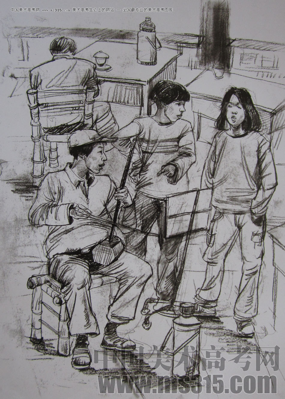 2010年清华大学美术学院速写高分试卷31（造型）