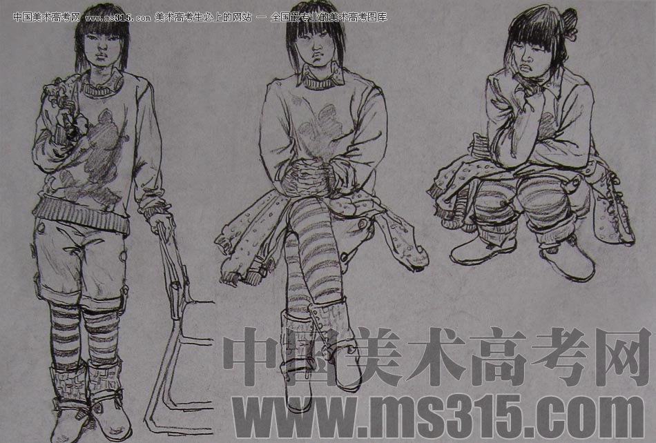 2010-2011年天津美术学院速写优秀试卷9（绘画、雕塑）
