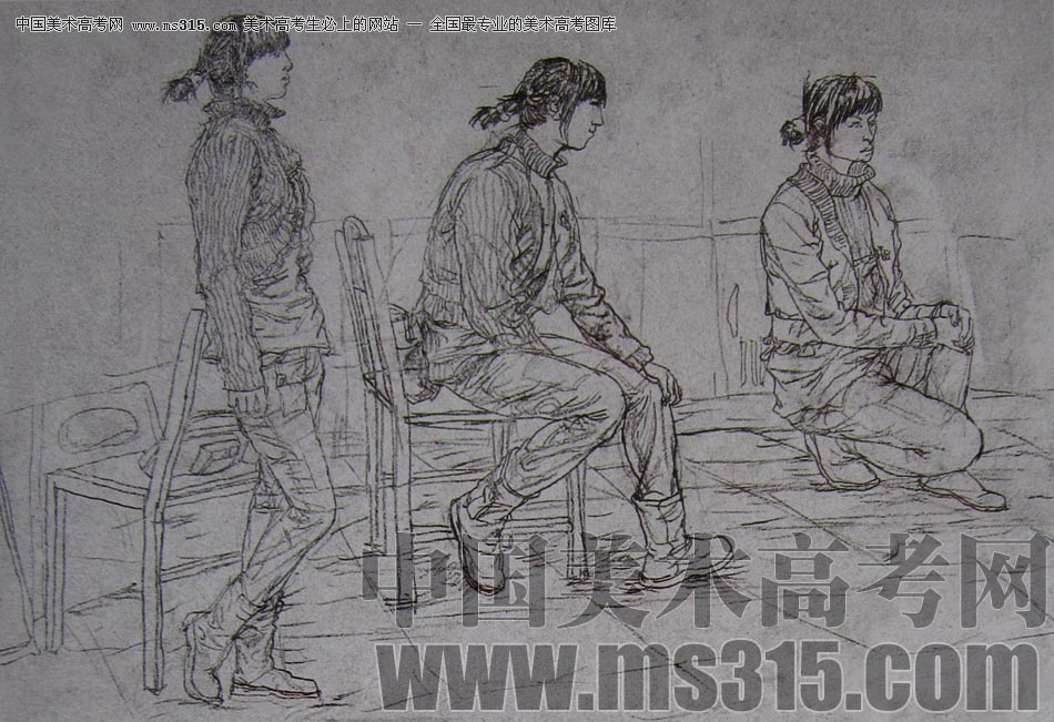 2010-2011年天津美术学院速写优秀试卷13（绘画、雕塑）