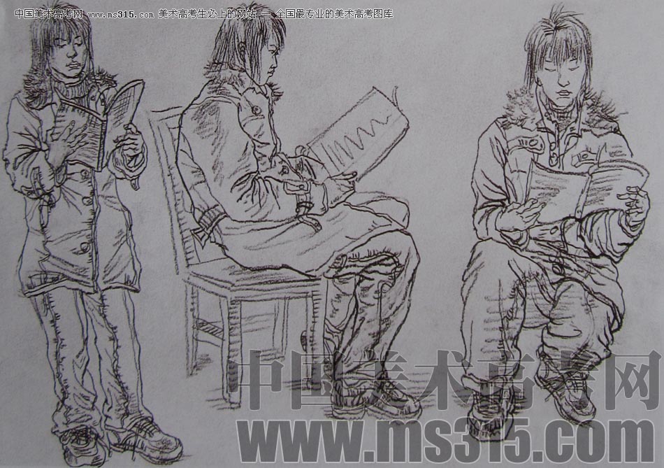 2010-2011年天津美术学院速写优秀试卷14（绘画、雕塑）