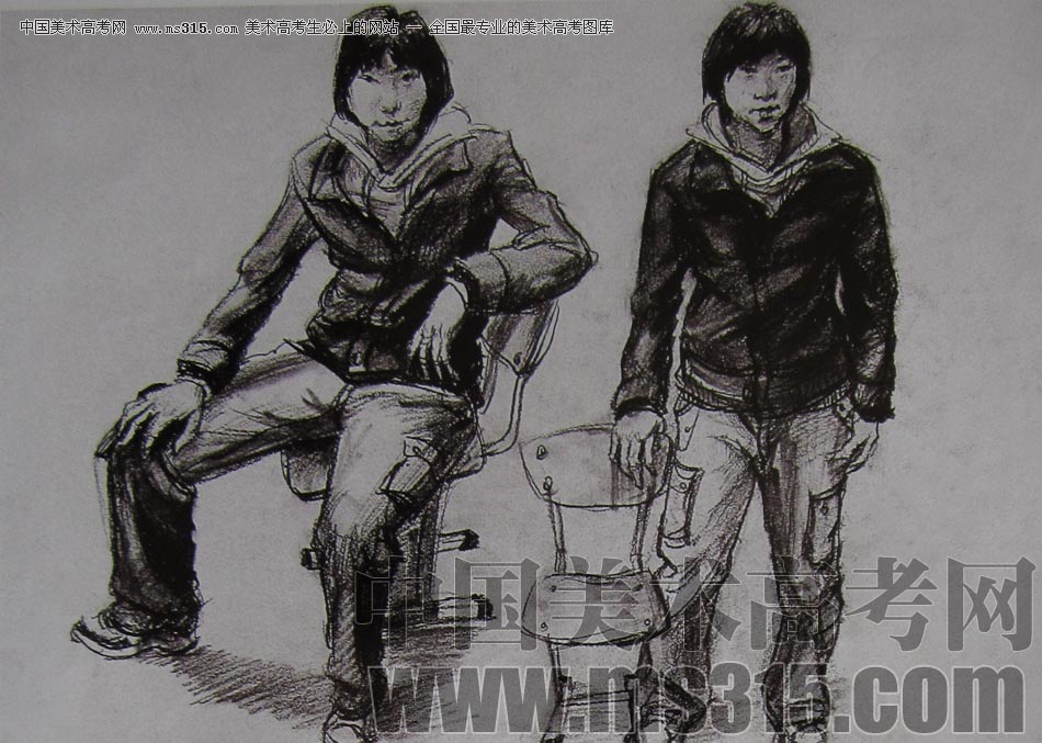 2010-2011年天津美术学院速写优秀试卷16（绘画、雕塑）