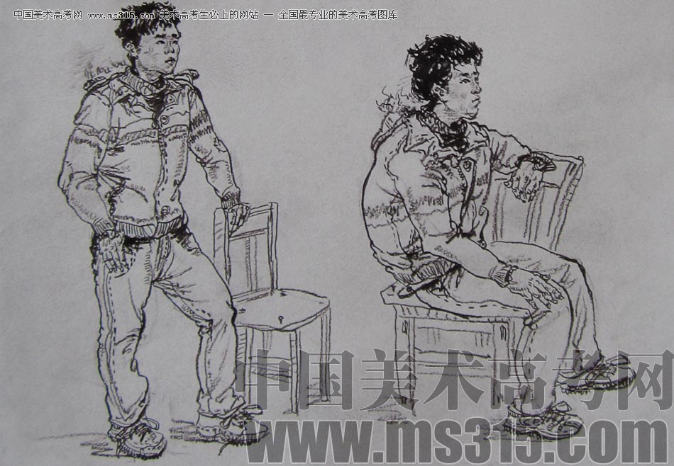 2010-2011年天津美术学院速写优秀试卷17（绘画、雕塑）