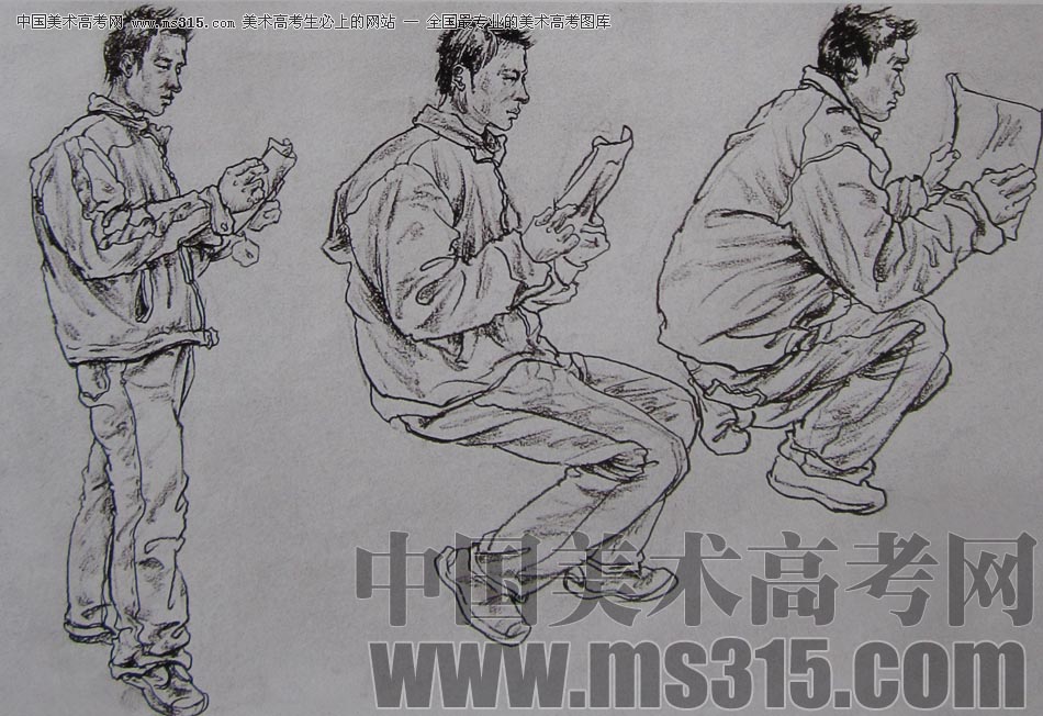 2010-2011年天津美术学院速写优秀试卷19（绘画、雕塑）