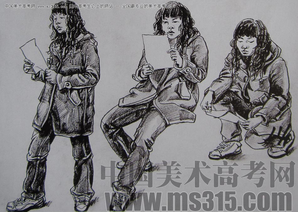 2010-2011年天津美术学院速写优秀试卷21（绘画、雕塑）