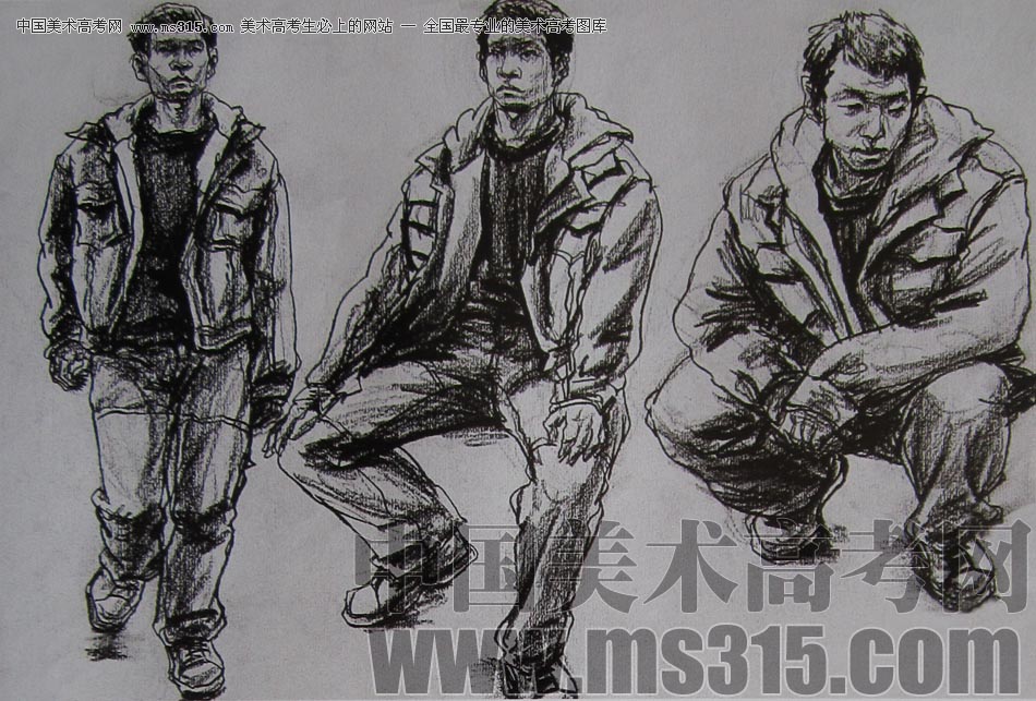 2010-2011年天津美术学院速写优秀试卷20（绘画、雕塑）