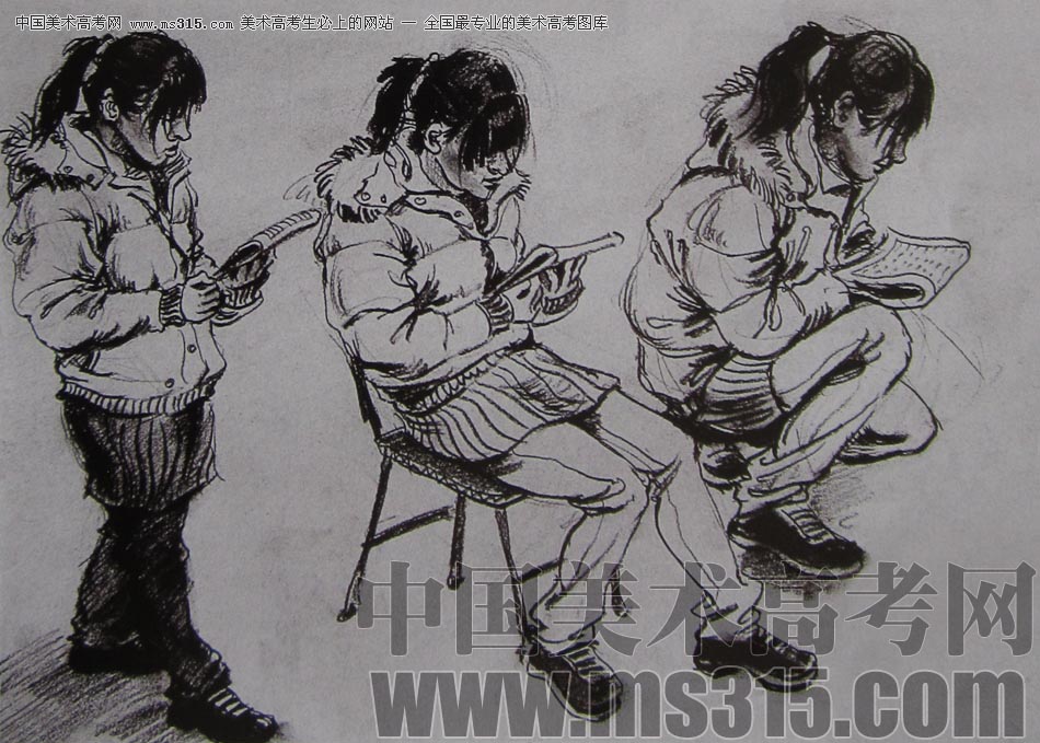 2010-2011年天津美术学院速写优秀试卷25（绘画、雕塑）