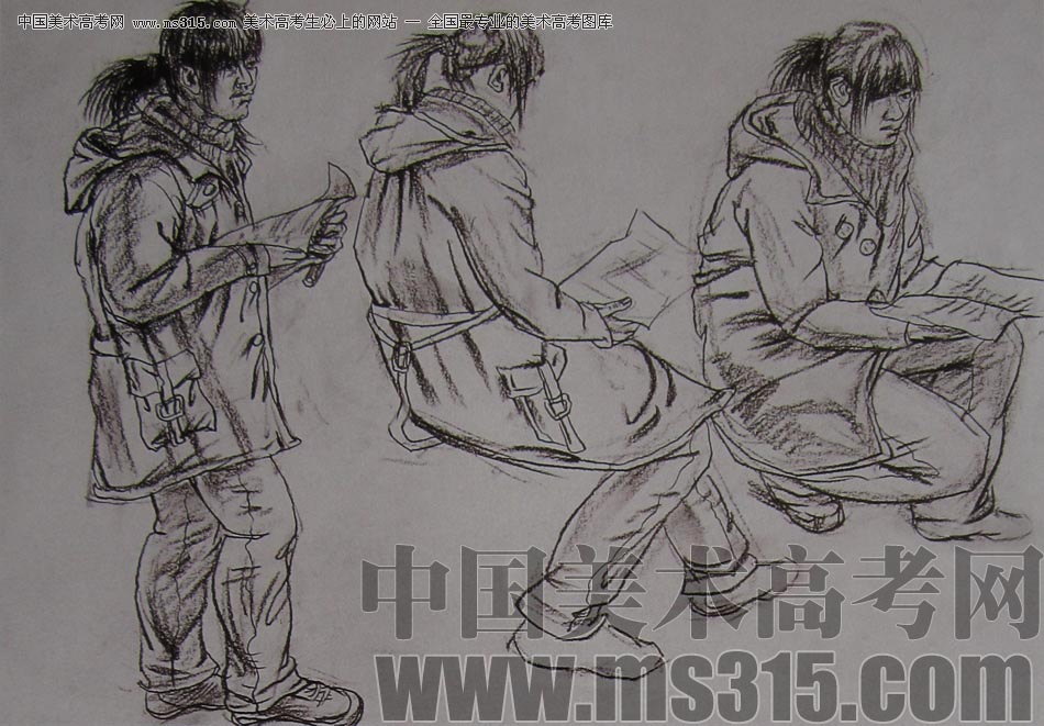 2010-2011年天津美术学院速写优秀试卷28（绘画、雕塑）