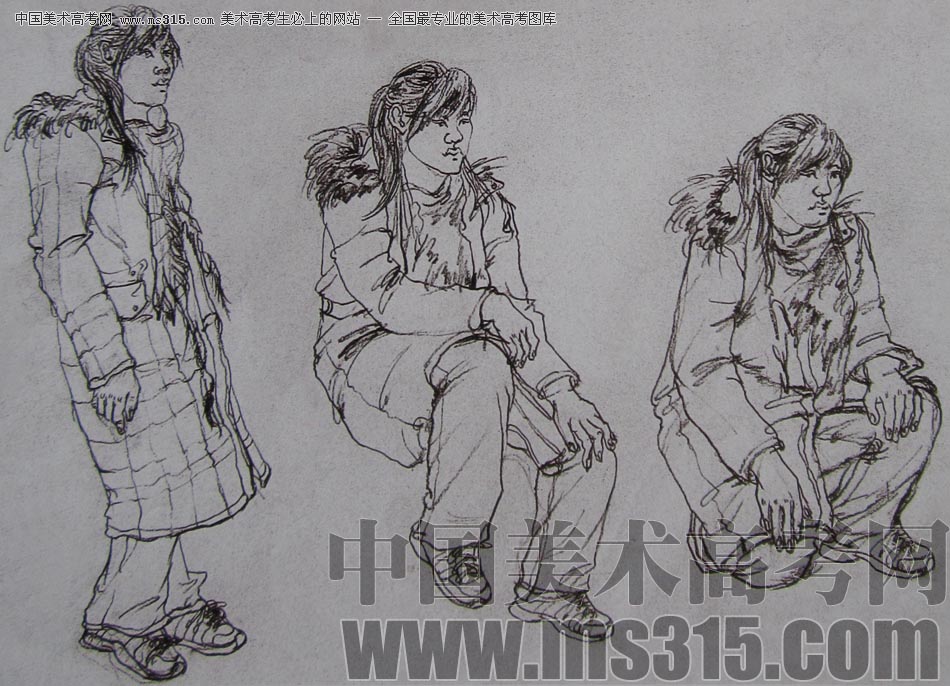 2010-2011年天津美术学院速写优秀试卷38（绘画、雕塑）