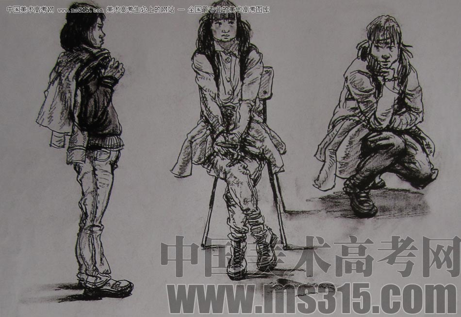 2010-2011年天津美术学院速写优秀试卷39（绘画、雕塑）