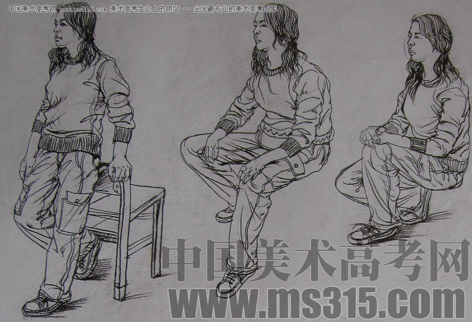 2010-2011年天津美术学院速写优秀试卷44（绘画、雕塑）