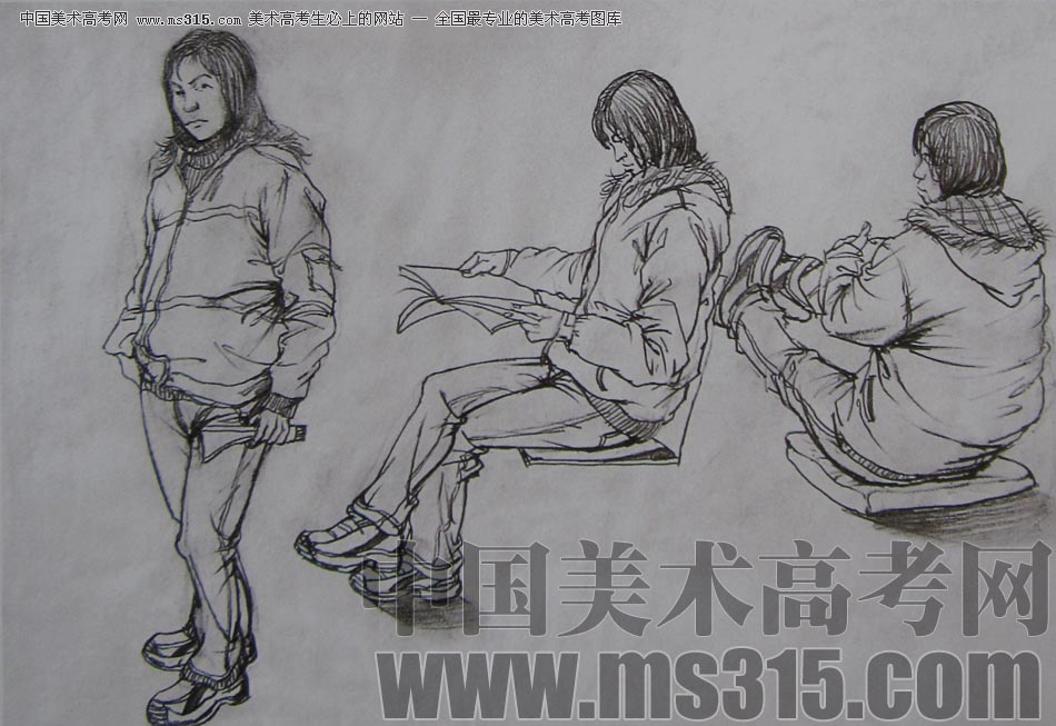 2010-2011年天津美术学院速写优秀试卷45（绘画、雕塑）