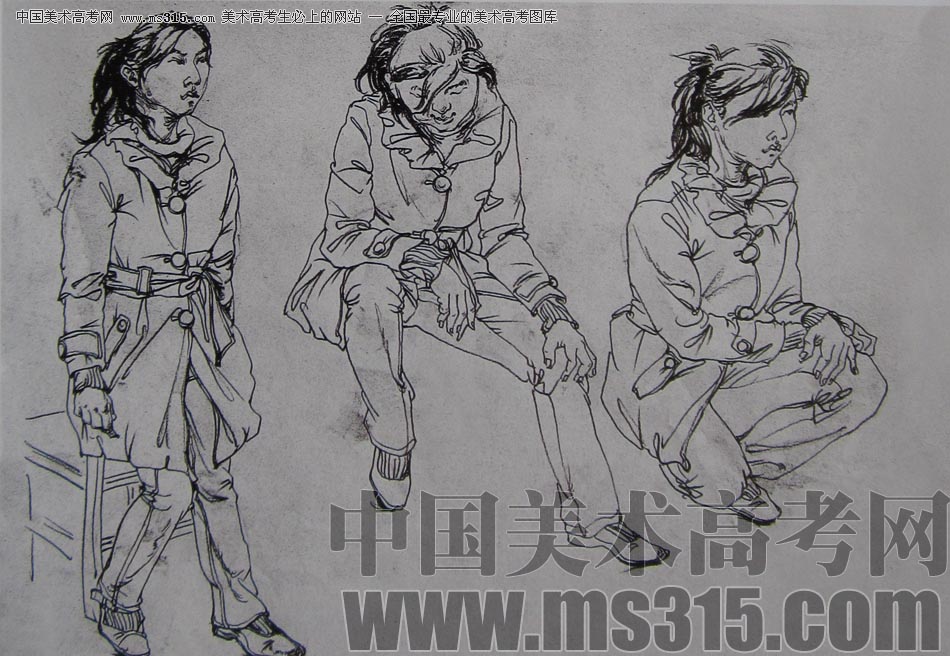 2010-2011年天津美术学院速写优秀试卷43（绘画、雕塑）