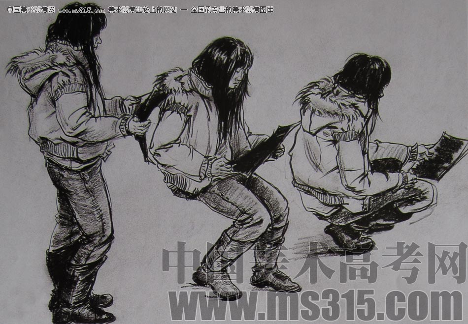 2010-2011年天津美术学院速写优秀试卷48（绘画、雕塑）