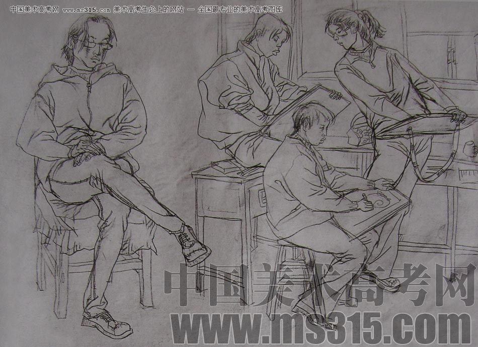 2010-2011年天津美术学院速写优秀试卷72（绘画、雕塑）