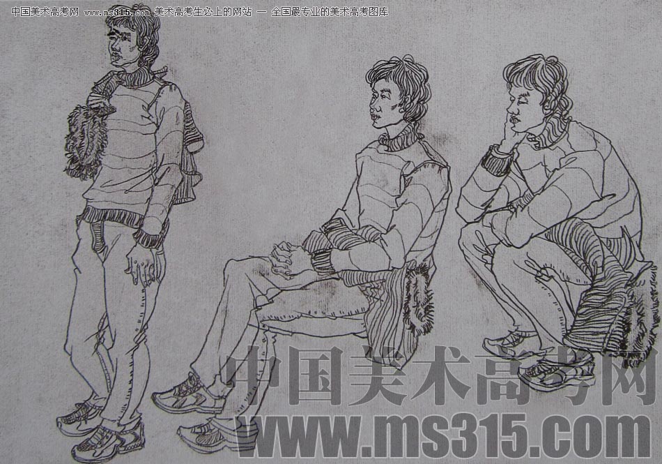 2010-2011年天津美术学院速写优秀试卷76（绘画、雕塑）