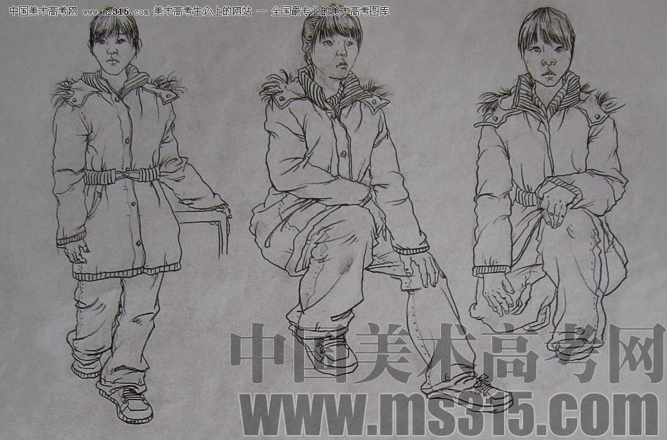 2010-2011年天津美术学院速写优秀试卷55（绘画、雕塑）