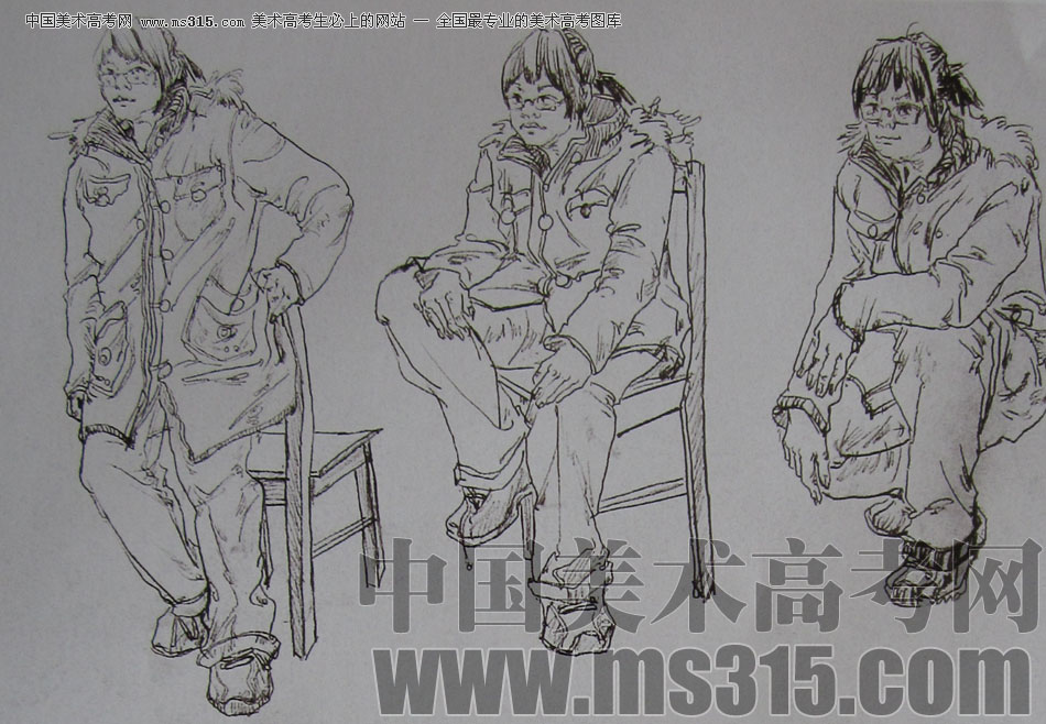 2010-2011年天津美术学院速写优秀试卷130（艺术设计、工业设计、动画）