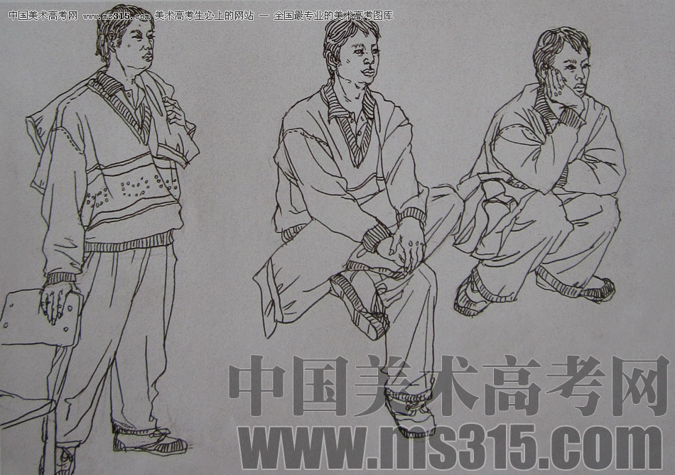 2010-2011年天津美术学院速写优秀试卷137（艺术设计、工业设计、动画）