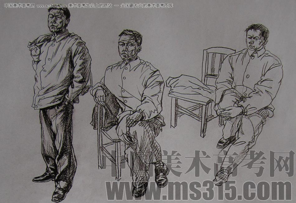 2010-2011年天津美术学院速写优秀试卷57（绘画、雕塑）