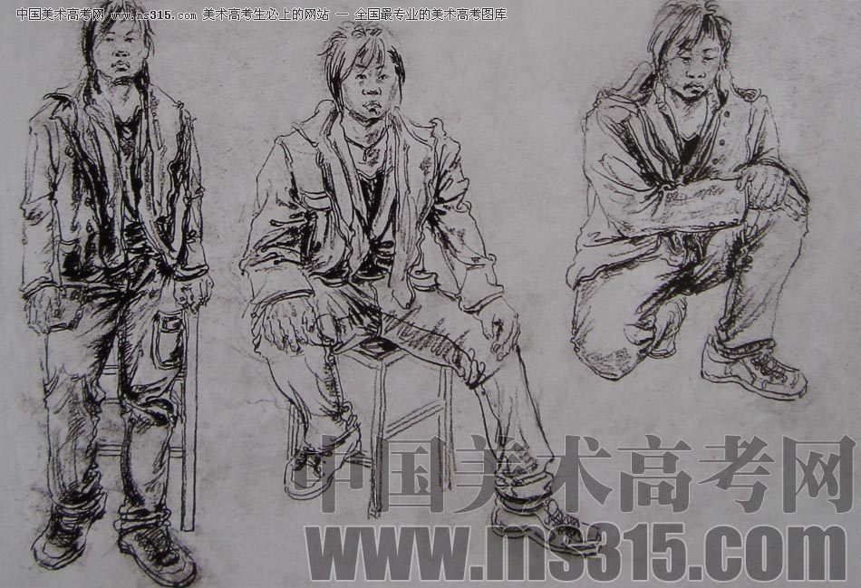 2010-2011年天津美术学院速写优秀试卷60（绘画、雕塑）