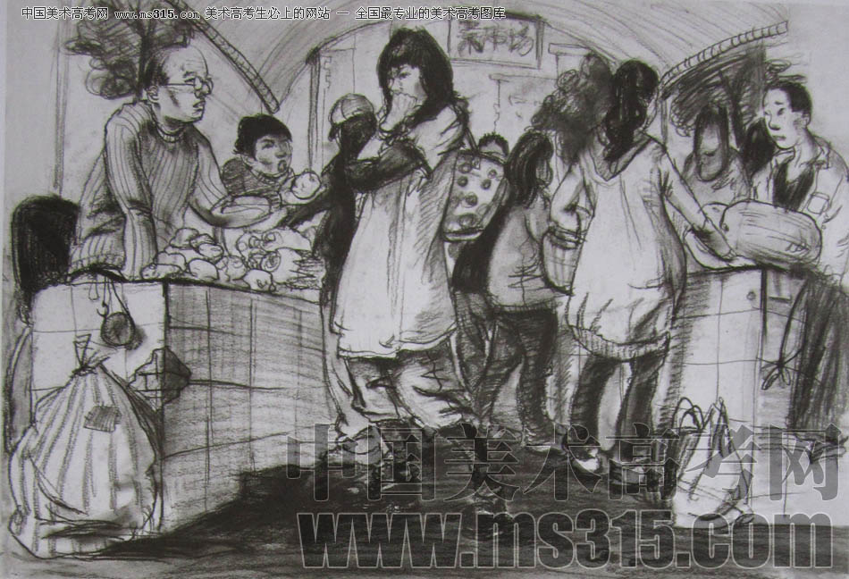 2011年清华大学美术学院速写高分试卷45（造型）