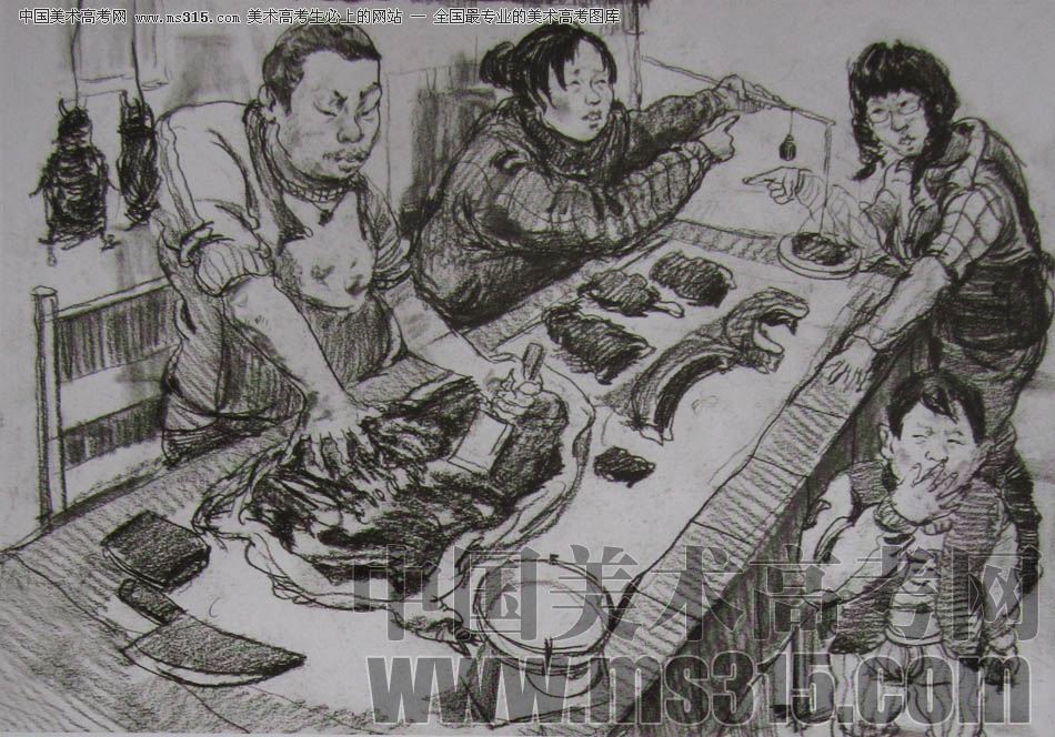 2011年清华大学美术学院速写高分试卷53（造型）
