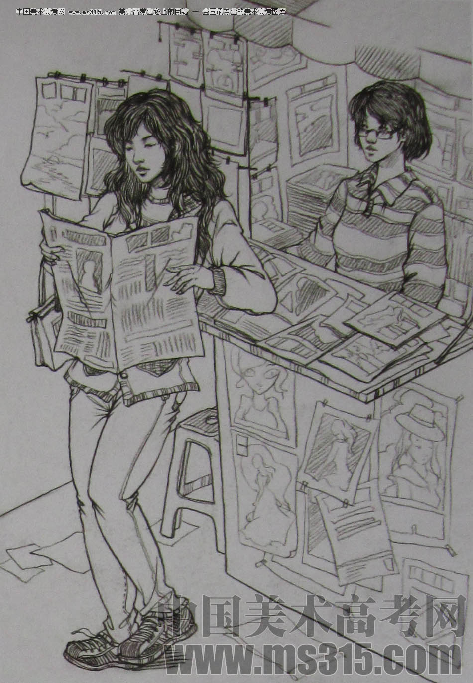 2011年清华大学美术学院速写高分试卷29（设计）