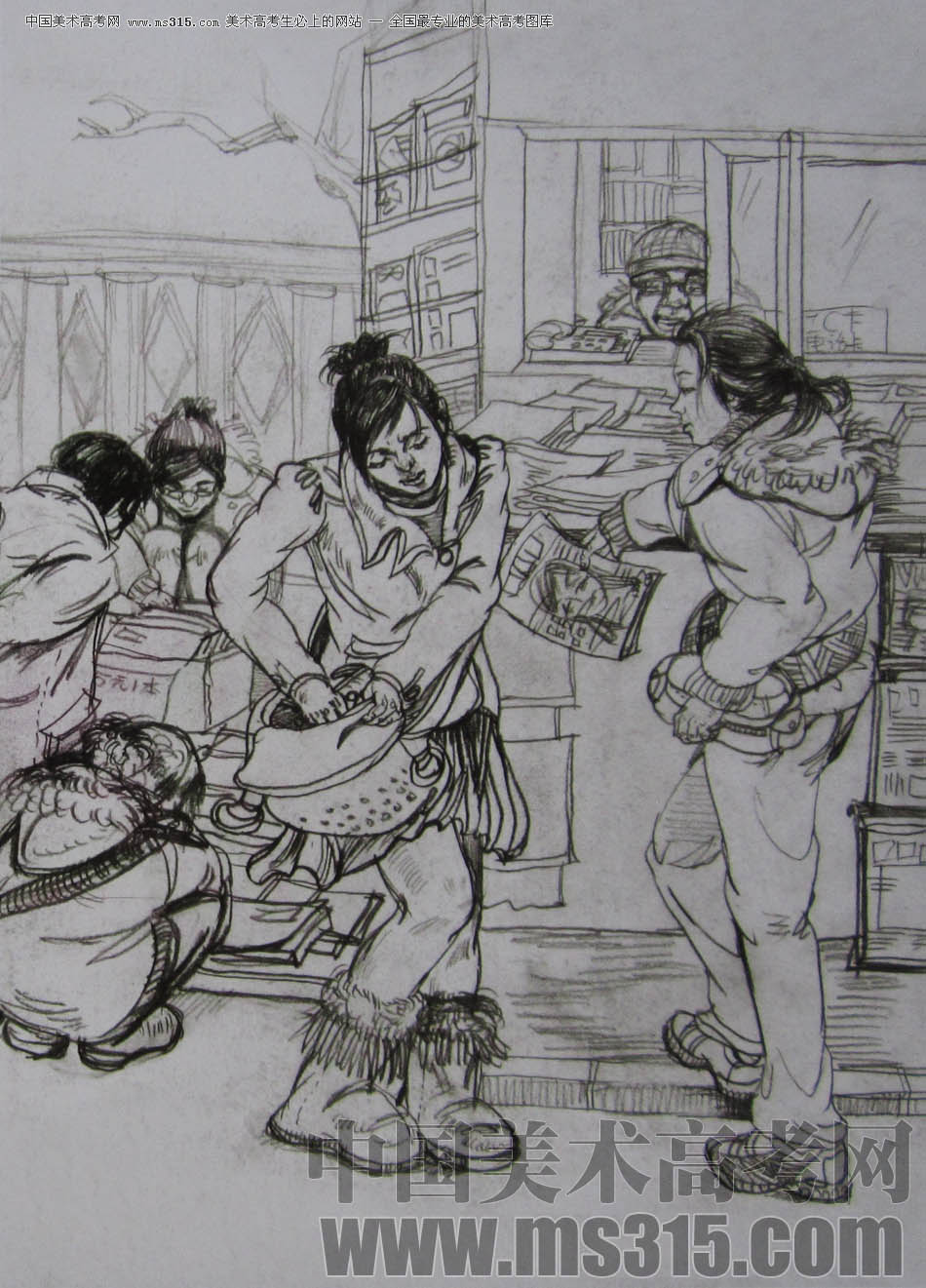 2011年清华大学美术学院速写高分试卷37（设计）
