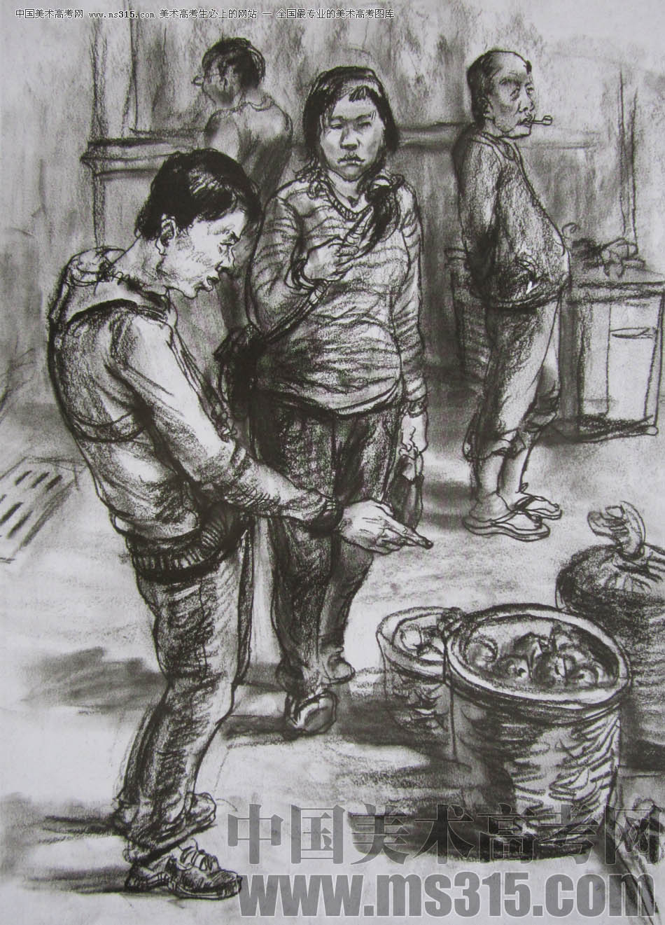 2011年清华大学美术学院速写高分试卷39（造型）