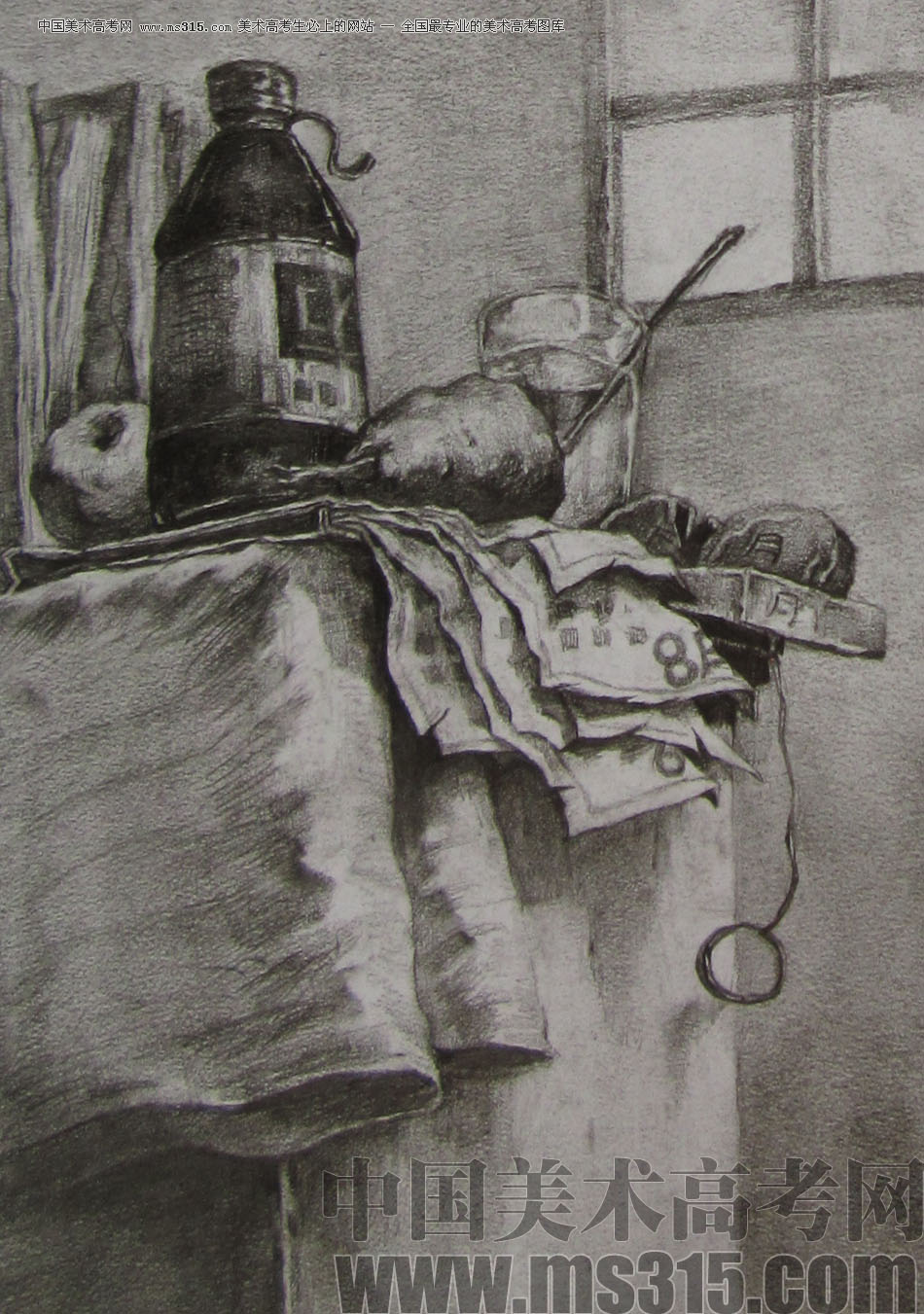 2012年清华大学美术学院素描高分试卷88（设计）