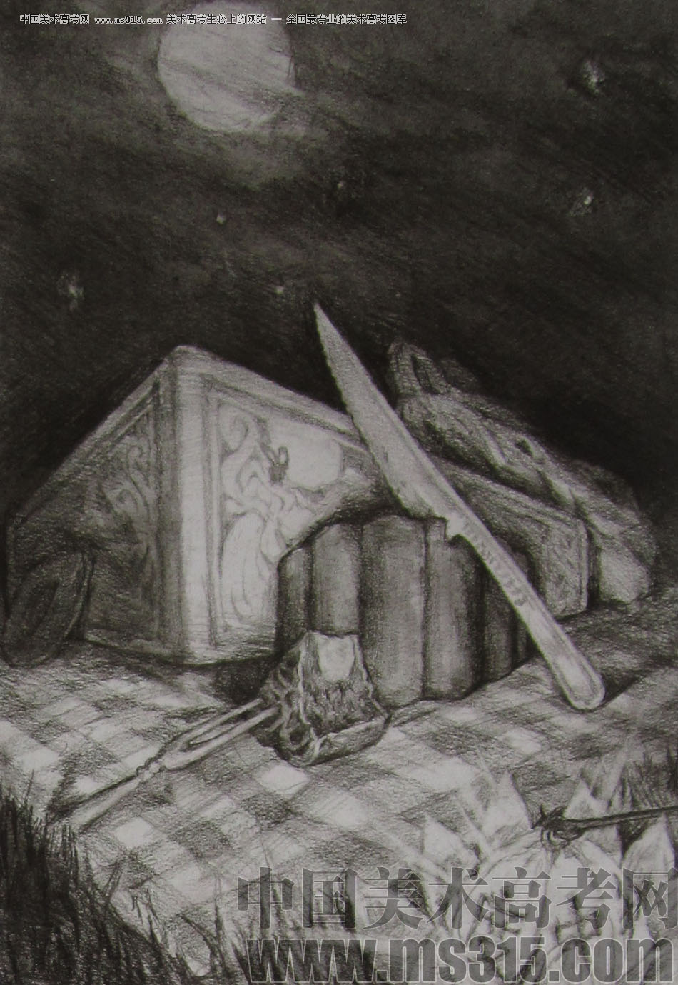 2012年清华大学美术学院素描高分试卷61（设计）