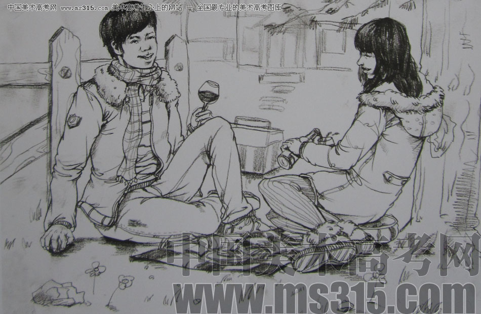 2013年清华大学美术学院艺术设计专业速写优秀试卷4