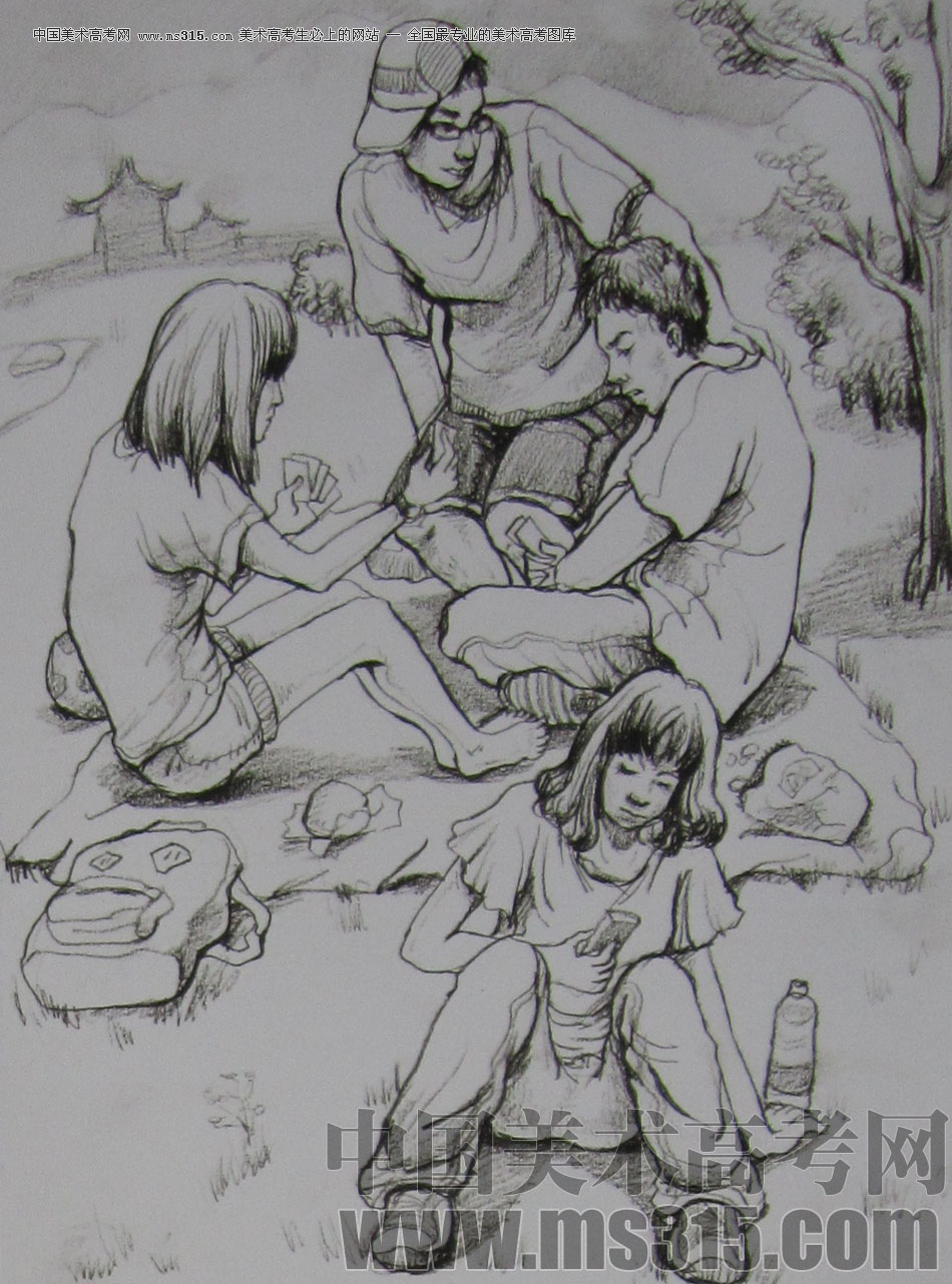 2013年清华大学美术学院艺术设计专业速写优秀试卷6