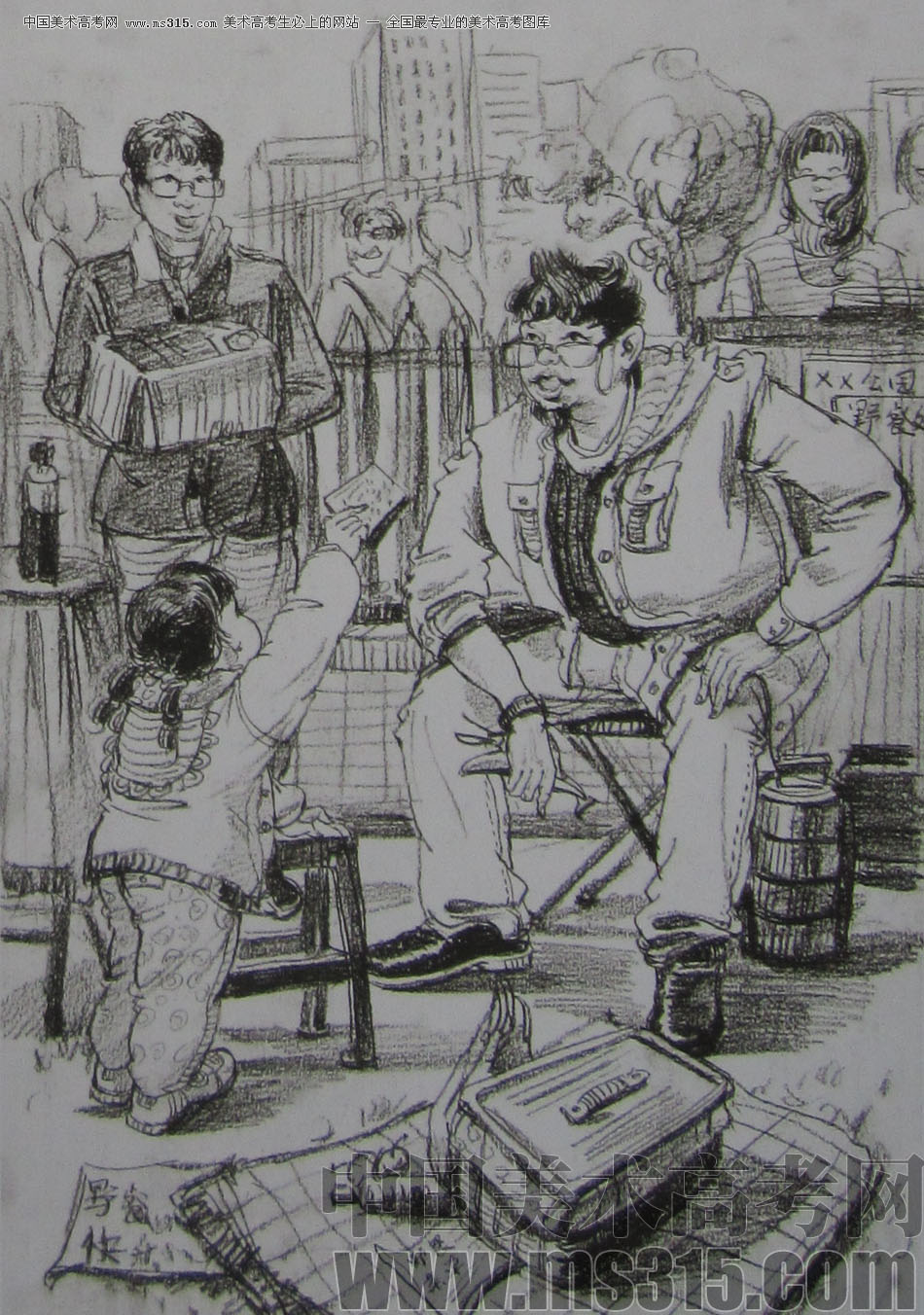 2013年清华大学美术学院艺术设计专业速写优秀试卷45