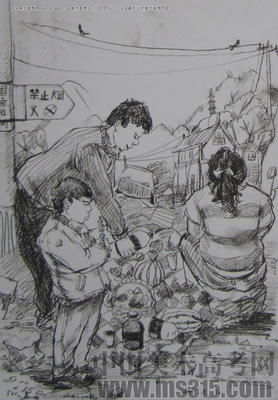 2013年清华大学美术学院艺术设计专业速写优秀试卷48