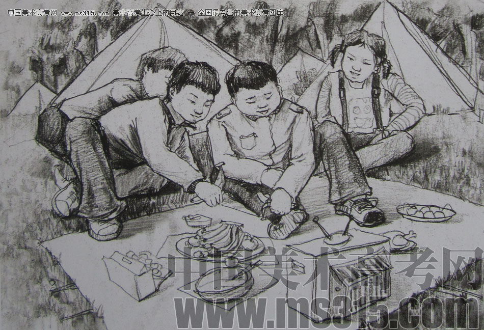 2013年清华大学美术学院艺术设计专业速写优秀试卷56