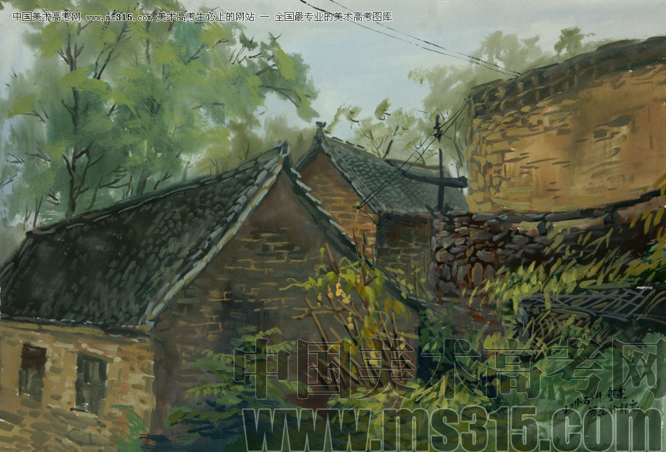 河北师范大学美术学院附中王会革水粉太行山风景10