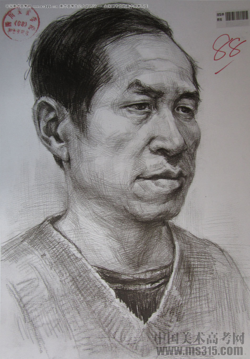 2015年四川美术学院造型素描头像高分卷22