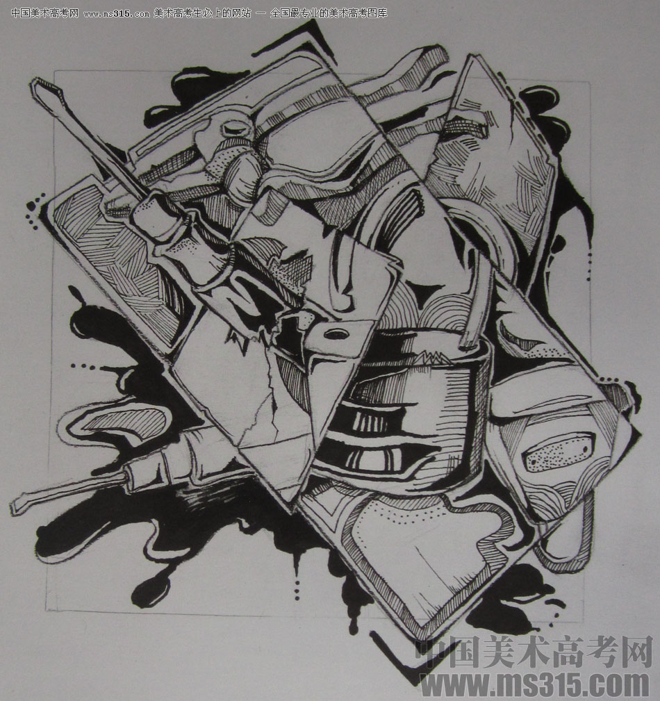 2015年四川美术学院设计基础（黑白装饰画）高分卷9