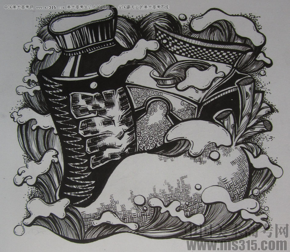 2015年四川美术学院设计基础（黑白装饰画）高分卷49