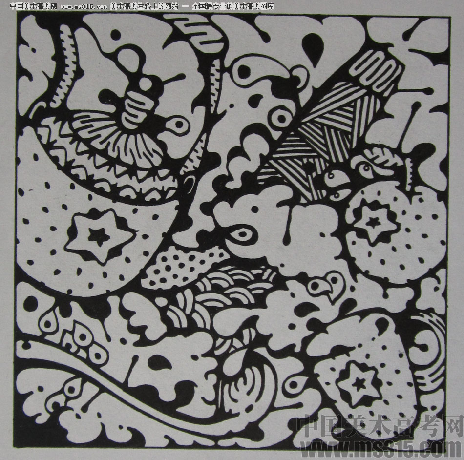 2015年四川美术学院设计基础（黑白装饰画）高分卷31