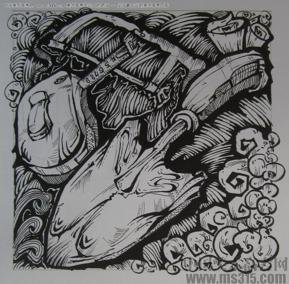 2015年四川美术学院设计基础（黑白装饰画）高分卷52