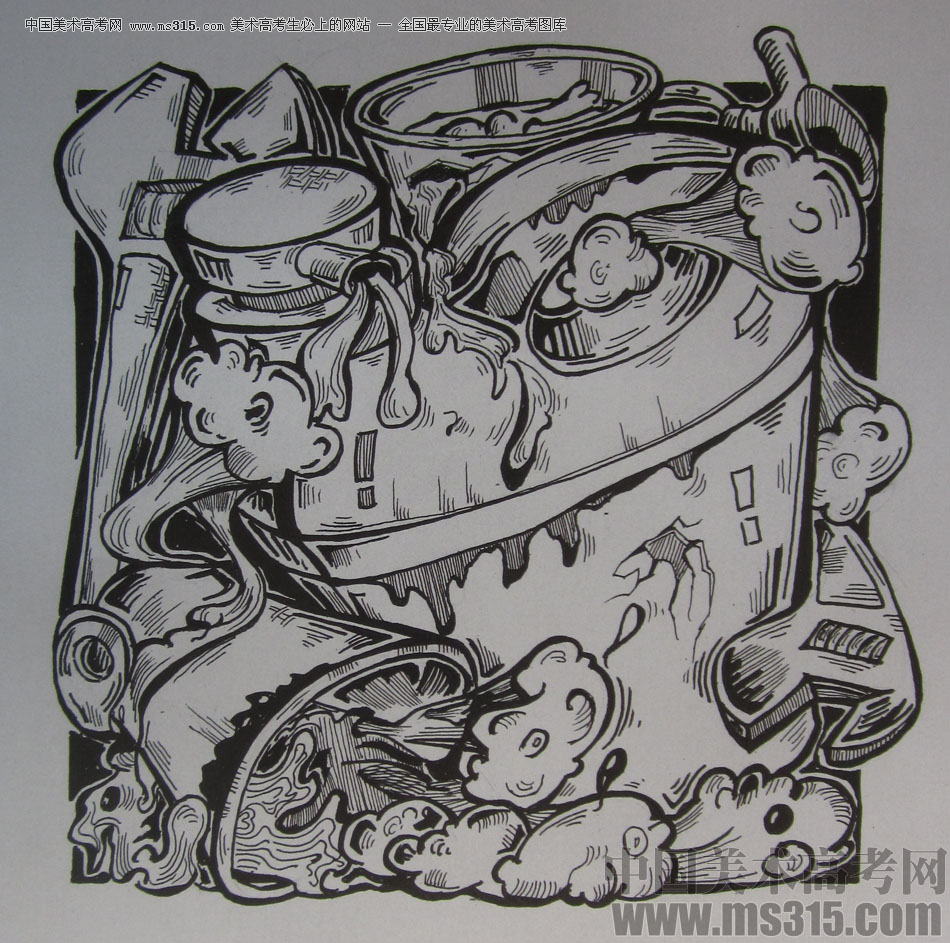 2015年四川美术学院设计基础（黑白装饰画）高分卷64