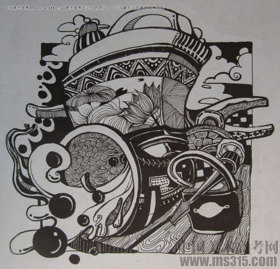 2015年四川美术学院设计基础（黑白装饰画）高分卷87