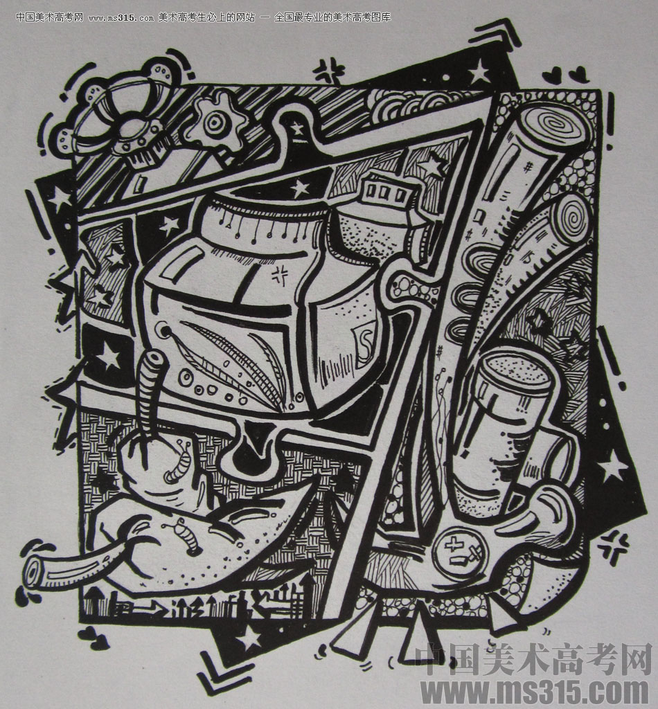 2015年四川美术学院设计基础（黑白装饰画）高分卷35